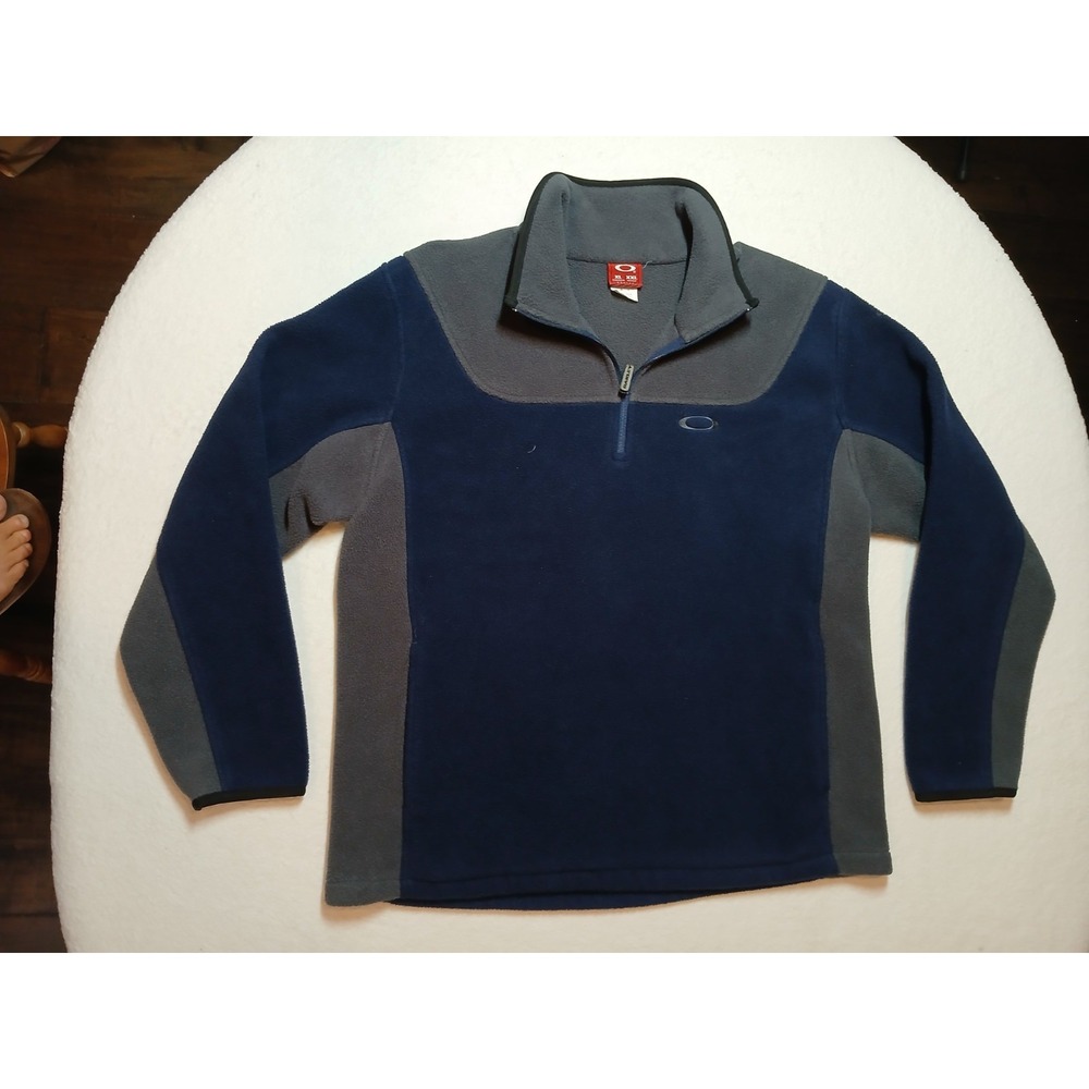 Vintage 2000's Blue Gray Oakley 1/4 Zip Fleece Pullover Men's Size Extra Large